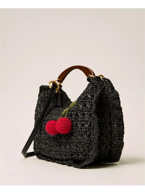 Borsa Croissant in rafia crochet con ciliegie TWINSET | TD8301/00006